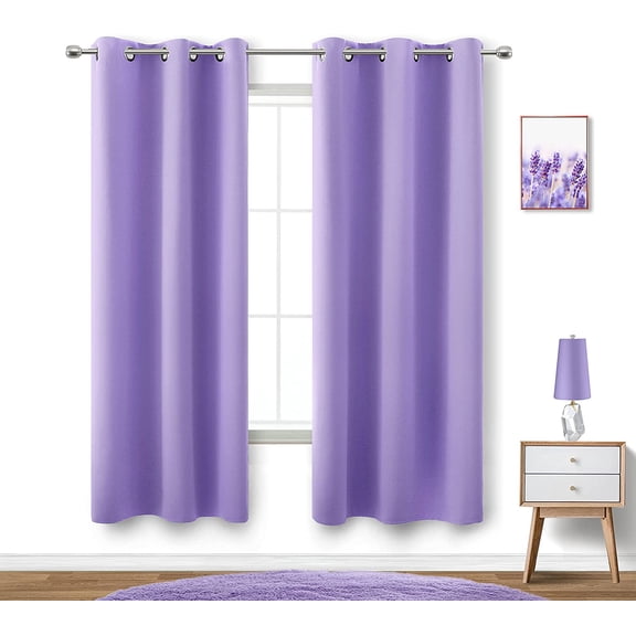 Lavender Curtains for Bedroom Girls 2 Panels Set Blackout Light Blocking Thermal Insulated Curtains for Teen Room Dorm Violet Lilac Purple 42 x 63 Inch Length