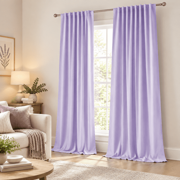 Lavender Curtaroom Darkening CurtaRod Pocket And Tab Thermalulated Drapes 52x108 Inch 2 Panels