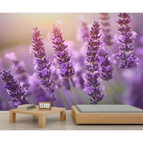 Lavender Custom Mural- Purple Lavender Mural, Nature Large Murals For Living Room Bedroom, Floral Murals 55"W x 28"H (Not Peel and Stick)