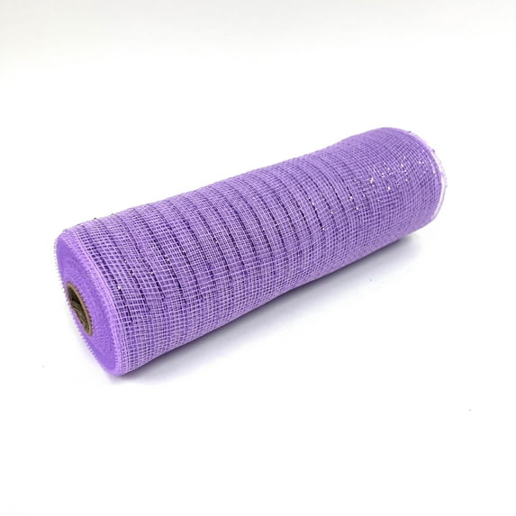 Lavender - Deco Mesh Wrap Metallic Stripes - ( 10 Inch x 10 Yards )
