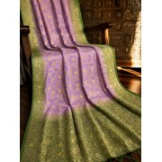 Lavender Dola Silk Saree, Banarasi Zari Woven Floral, Festive Wedding Party Wear