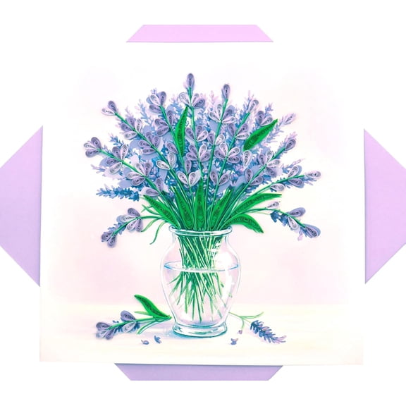 Lavender Dreams, quilling art greeting card for birthday, valentine's day, mother's day, anniversary, thank you, get well