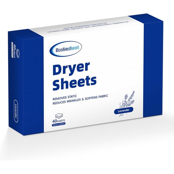 Lavender Dryer Sheets 40 Count | Reduces Static & Wrinkles | Softens Fabrics | Natural Lavender Scent | Works in All Standard & HE Dryers | Gentle Formula