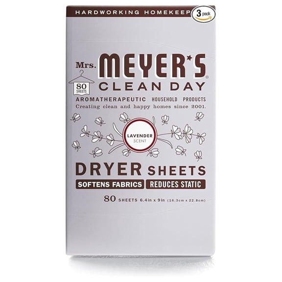 Lavender Dryer Sheets 80 Count (3-Pack) - Fabric Softener, Static Reducer, Plant-Based Ingredients, Compostable & Recyclable, Gentle on Fabrics