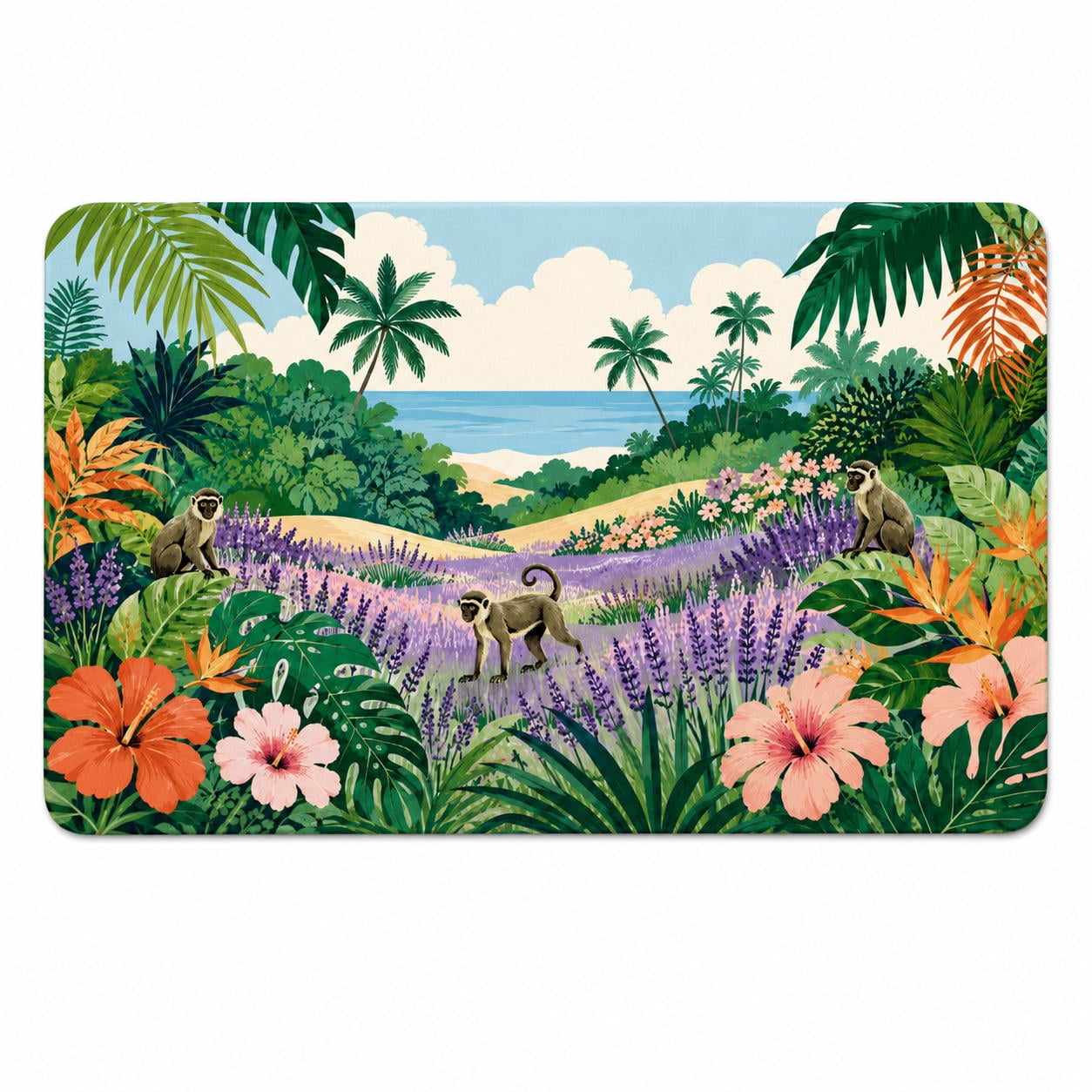 Lavender Dune Monkey Rectangle Rug for Home Office Coastal Spring ...