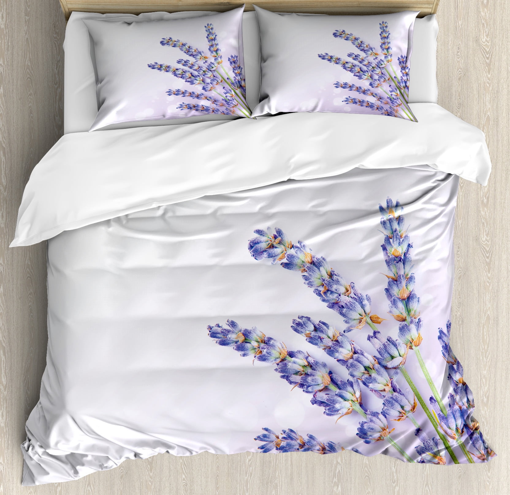 Lavender Floral Organic Cotton Queen Duvet Cover Set