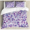 thumbnail image 1 of Lavender Duvet Cover Set, Retro Mosaic Creative Pattern Square Rhythm Abstract Art Print Design, Decorative 3 Piece Bedding Set with 2 Pillow Shams, King Size, Violet Purple White, by Ambesonne, 1 of 3
