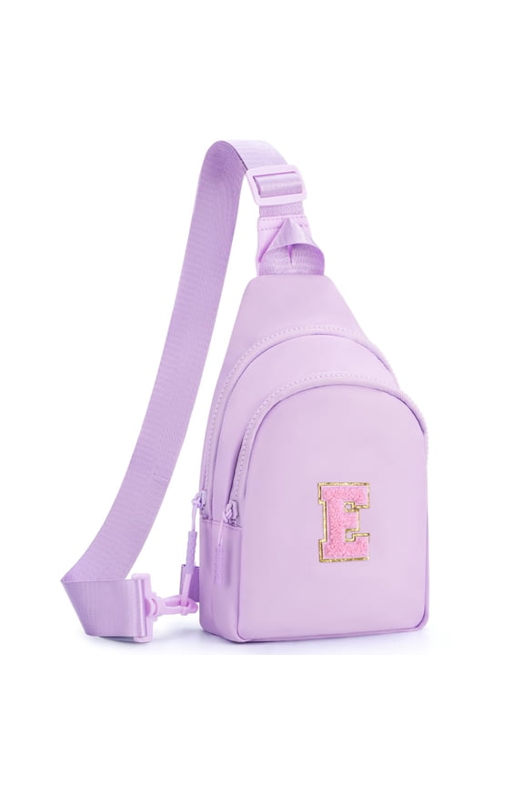Lavender E Personalized Initial Fanny Pack Crossbody Bag