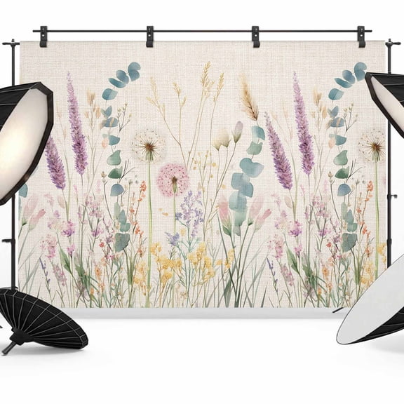 Lavender Eucalyptus Backdrop for Photoshoot,Photography Photo Studio Background Wall Backdrop,Pastoral Spring Leaves Flowers Back Drop Banner Panel for Portraits Wedding Party Live Streaming 7x5Ft