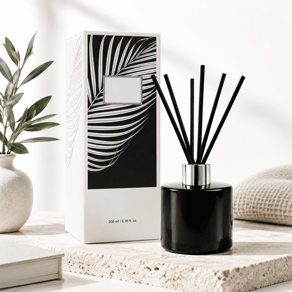 Lavender Eucalyptus Reed Diffuser Set with Matte Black Glass Bottle and Reed Sticks