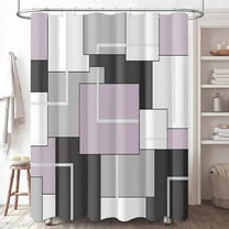 Lavender Fabric Shower Curtain, Modern Geometric Cloth Shower Curtain Set with Hook, Weighted Hem, White Black Grey Decorative Waterproof Shower Curtain for Bathroom 36"W x 72"L (Pack of 1)