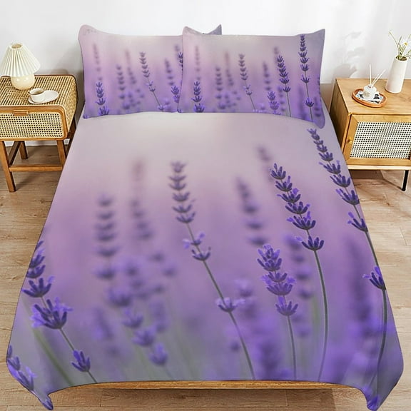 Lavender Field Bloom Bedding Set Couple Bedclothes Pillowcase Home Textiles Bed 3pcs Set for Bedroom Customized Decoration Full