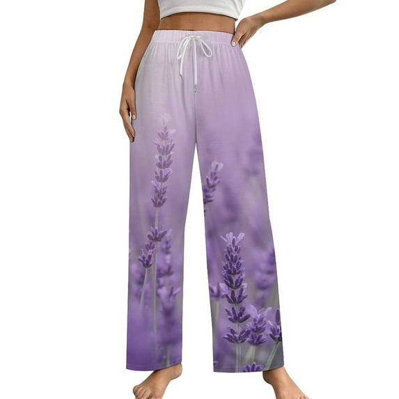 Lavender Field Bloom Pajama Pants Breathable with Pockets Pajamas For Lady Vintage Sleeping Pants Bedroom Homewear