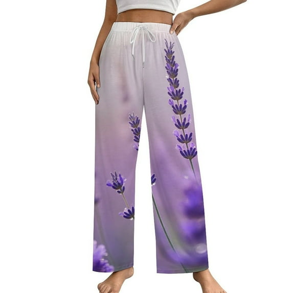 Lavender Field Bloom Pajama Pants Breathable with Pockets Pajamas For Lady Vintage Sleeping Pants Bedroom Homewear