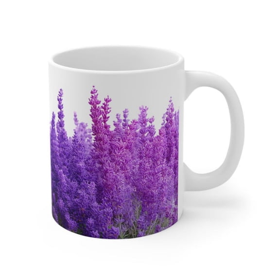 Lavender Field Ceramic Mug, Floral Coffee Cup, Nature Lover Gift.