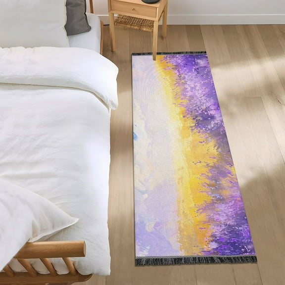 Lavender Field Dreamy Sky Bedside Runner Rug 2'x 6' Non Slip Carpet Floor Mat Area Rug