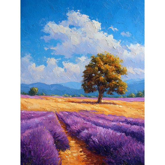 Lavender Field Landscape Canvas Print,Farmhouse Wall Art for Living Room Bedroom Kitchen