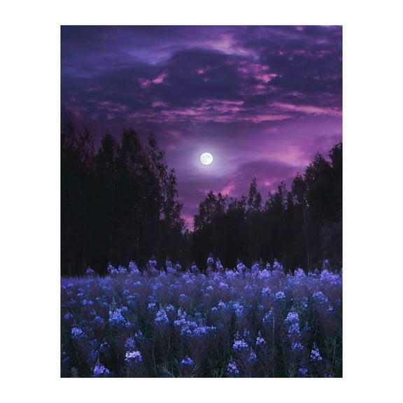 "Lavender Field" Wall Art Print poster Nature Themed Full Moon Aesthetic Print For Home Decor, Office Decor, or Living Room Decor