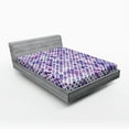 thumbnail image 1 of Lavender Fitted Sheet, Retro Mosaic Creative Pattern Square Rhythm Abstract Art Print Design, Soft Decorative Fabric Bedding, Queen Size, Violet Purple White, by Ambesonne, 1 of 2