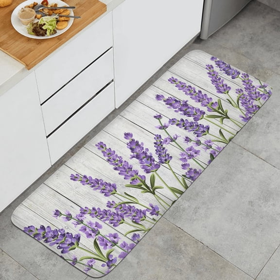 Lavender Flannel Kitchen Mats for Floor, Kitchen Rugs Mats with Dirty Resistance, Washable, Decorative Kitchen Mat Non-Slip, Kitchen Rugs and Mats 47x17inch