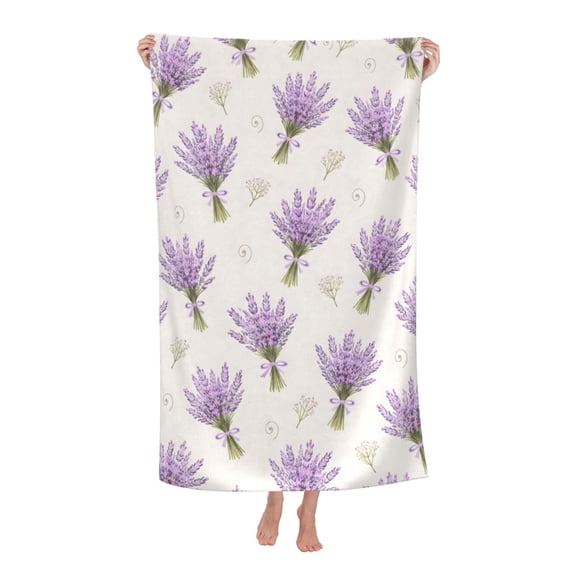 Lavender Floral Bath Towel Soft and Highly Absorbent for Adults