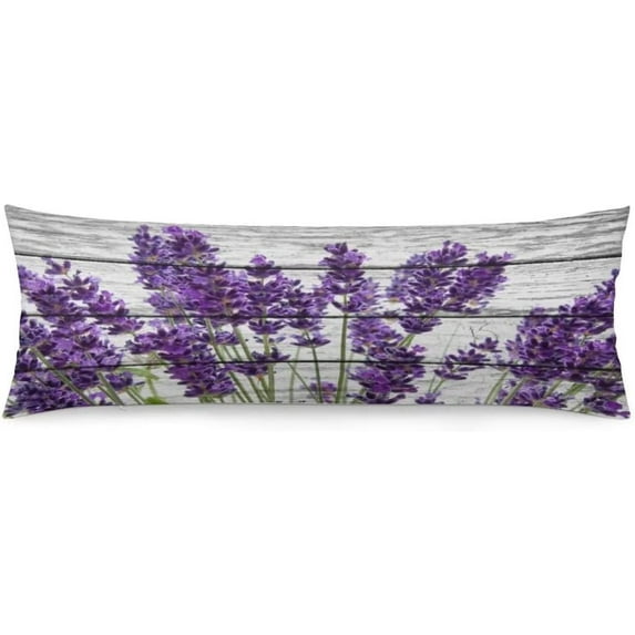 Lavender Floral Body Pillow Cover, 20"x54", Microfiber Polyester, Color5