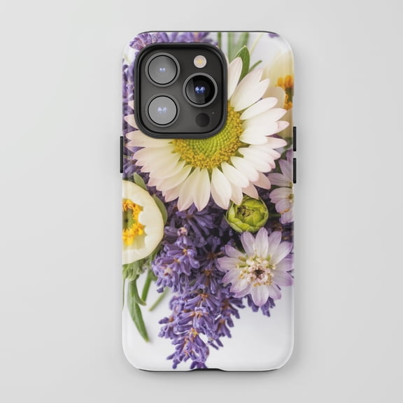 Lavender Floral Bouquet for All iPhone Series Tough Phone Case Botanical Design Purple