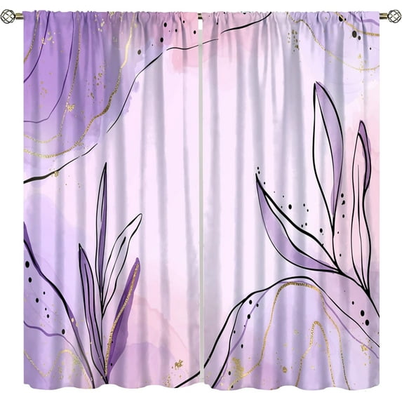 Lavender Floral Curtains, Lavender Flower Purple Window Treatments for Living Room Girls Woman Room Decor, Luxurious Elegant Purple Drapes 2 Panels, 42x63 Inch