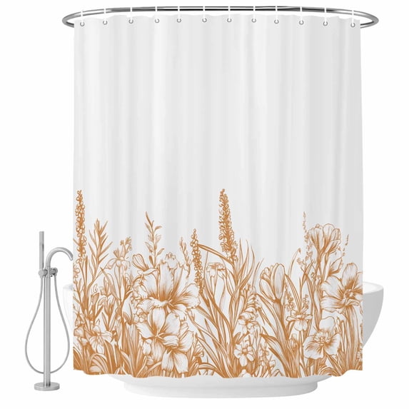 Lavender Floral Fabric Shower Curtain Plants Flowers Washable Shower Curtains for Bathroom, Waterproof Bath Curtain with Hooks Home Decor 36x72in