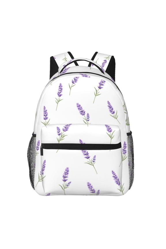 Lavender Floral Pattern Backpack Lightweight Rucksack Travel Bag for Men and Women
