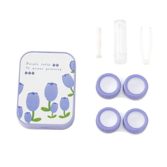 Lavender Floral Print Contact Lens Travel Case with Mirror - Convenient and Stylish Accessory for Your Lenses