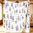 thumbnail image 1 of Lavender Floral Print Flannel Blanket, Tear-Resistant Reversible All-Season Throw for Home Camping Travel, French Style Polyester Gift, 1 of 10