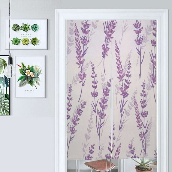 Lavender Floral Purple Door Curtain Nordic Living Room DoorCurtain Porch Partition Curtain Kitchen Rative Half Curtain
