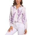 thumbnail image 1 of Lavender Floral Purple Long Sleeve Blouse Woman Streetwear Casual Shirts Summer Oversize Woman Streetwear Clothing Birthday Present, 1 of 7