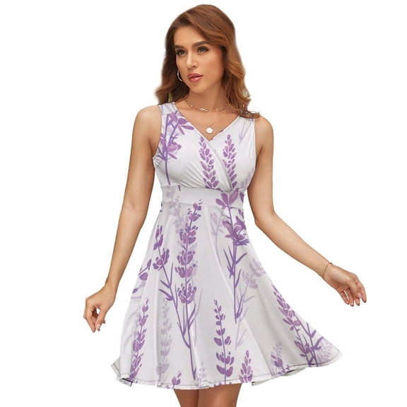 Lavender Floral Purple Sundress Sleeveless Dress Summer Women Clothes Dress for Women Dresses