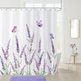 thumbnail image 1 of Lavender Floral Shower Curtain, Purple Flower with Butterflies Green Leaf Plants Bathroom Curtain Waterproof Fabric Machine Washable with Hooks, 72" Wx84 L, 1 of 6
