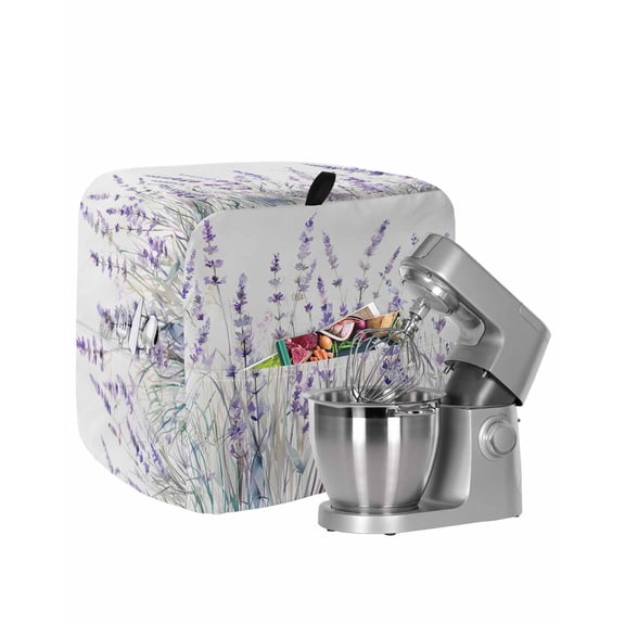 Lavender Floral Stand Mixer Dust Cover with Storage Pocket & Handles, Spring Flowers Botanical Plants Fits All Tilt Head & Bowl Lift Kitchen Appliance Cover Organizer Bag Accessories, 4.5-5 Quart