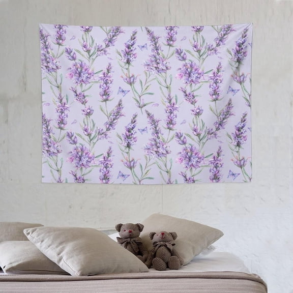 Lavender Floral Tapestry Wall Hanging Rustic Purple Flowers Vintage Home Decor for Living Room Bedroom Apartment Dorm 30"x40"