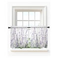 thumbnail image 1 of Lavender Floral Tier Curtains 24 Inch Length,Sheer Curtains for Bedroom Living Room Window Spring Flowers Botanical Plants Rod Pocket Drapes Kitchen Curtains Small Half Window 27.5"x24" 2 Panels, 1 of 6