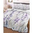 thumbnail image 1 of Lavender Floral Twin Size Down Alternative Comforter, Lightweight Comforter Quilt Bedding Set with Pillow Shams Spring Flowers Botanical Plants All Seasons Bed Comforter Duvet Insert 68"x86", 1 of 7