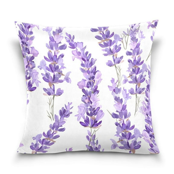 Lavender Flowe Throw Pillow Covers Couch Pillowcases Decor for Bed Sofa 18" x 18"