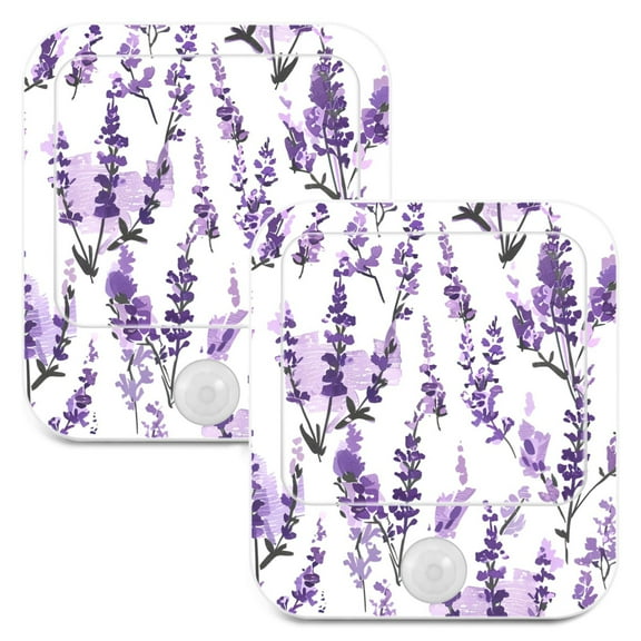 Lavender Flower 2 Pack LED Motion Sensor Night Light Plug into Wall Auto Dusk to Dawn Adjustable Brightness for Kids Bedroom Hallway Nursery Room