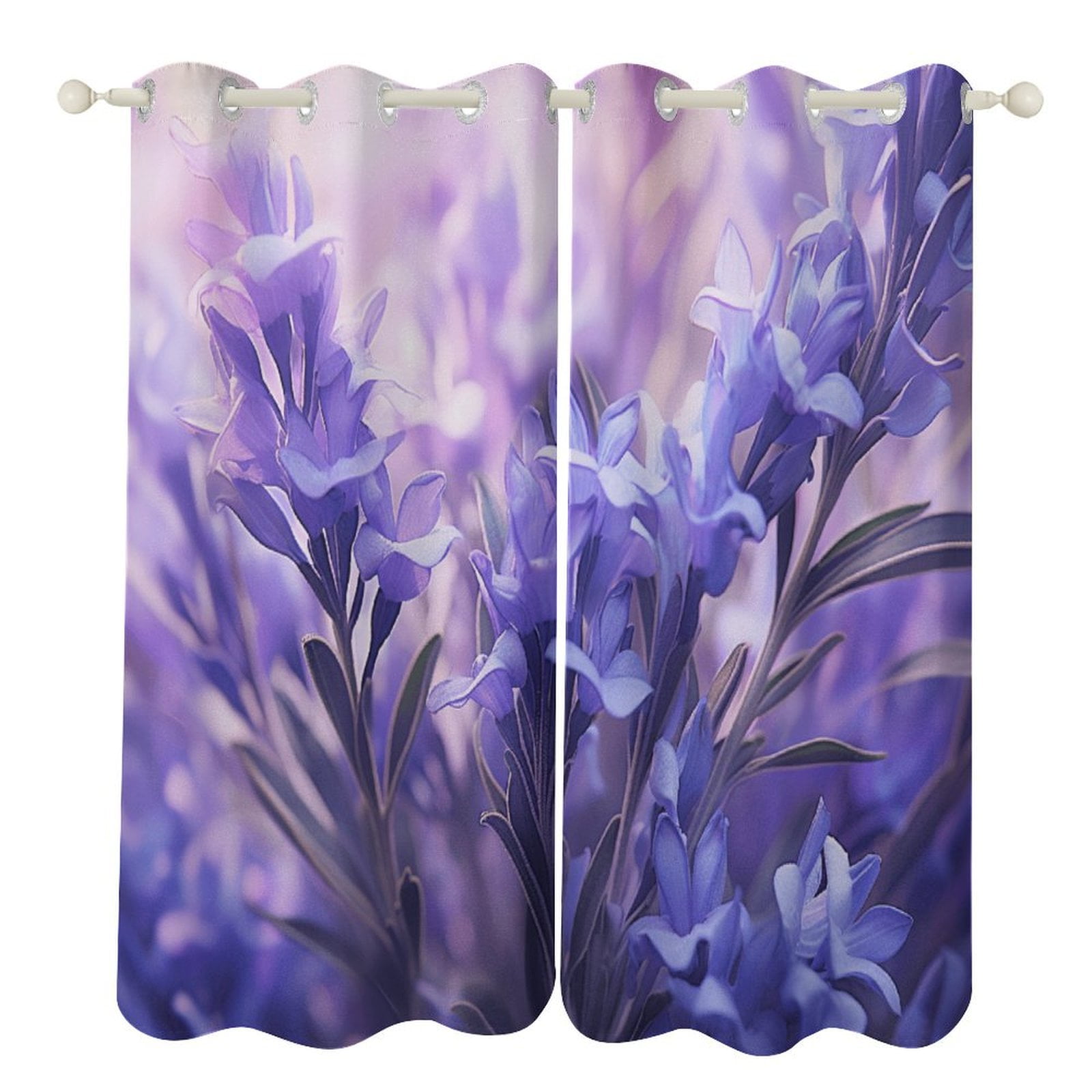 Lavender Flower 2 Panel Curtain Set, Watercolor Painting Window ...