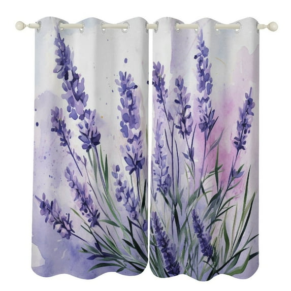 Lavender Flower Blackout Window Curtains for Bedroom Living Room Kicthen High Shading 2 Panels