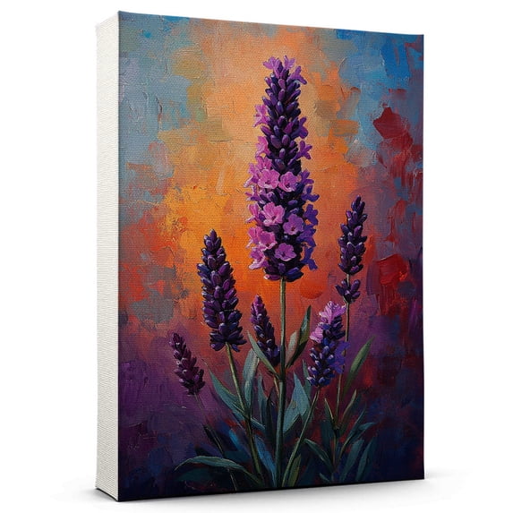 Lavender Flower Canvas Wall Art 8x12 inches - Elegant Botanical Cottagecore Lavender Flower Watercolor Canvas Wall Art for Bedroom