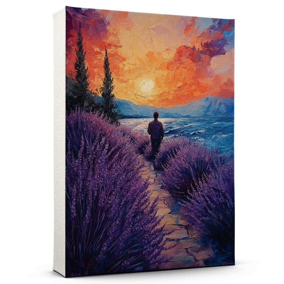 Lavender Flower Canvas Wall Art 8x12 inches - French Elegant Botanical Lavender Flower Watercolor Wall Art for Interior