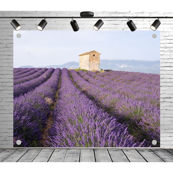 Lavender Flower Field Backdrop | Polyester Fabric Banners Decorative Curtains for Wedding Photoshoot Birthday Party Theme Photography Background Home Decoration Studio Props