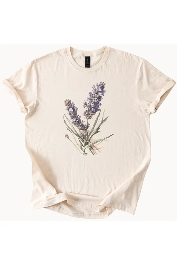 Lavender Flower Graphic Tee Botanical Floral Shirt Nature Size S-5Xl Heygategoo Tee