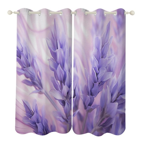 Lavender Flower Luxury Window Curtains Blinds for Living Room Bedroom Bathroom Kicthen Door Home Decor 2 Panels