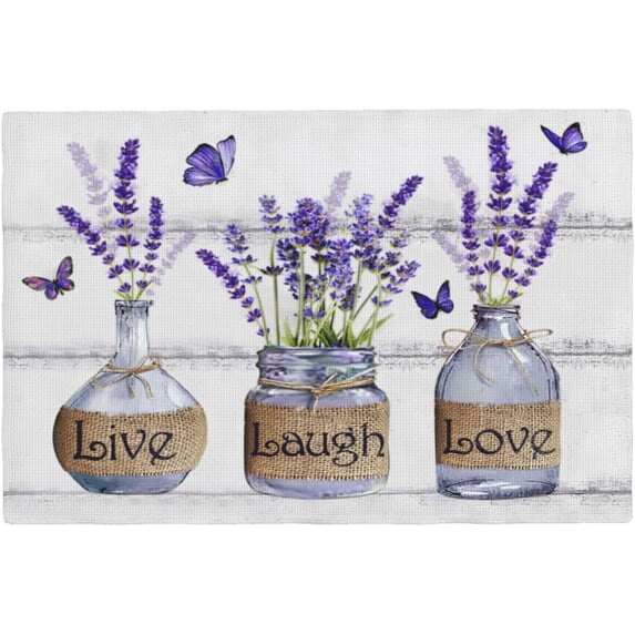 Lavender Flower Placemats Set of 4 Farmhouse Purple Floral Table Mats Washable Place mats for Home Party Indoor Kitchen Dining Table Decoration 12x18 Inch